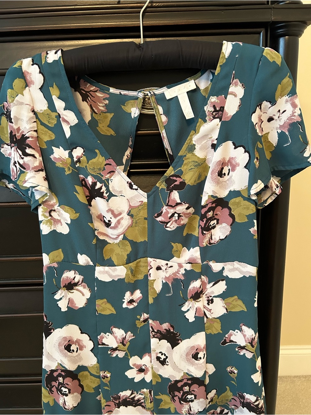 Leith Teal Floral V-Neck Shorts romper